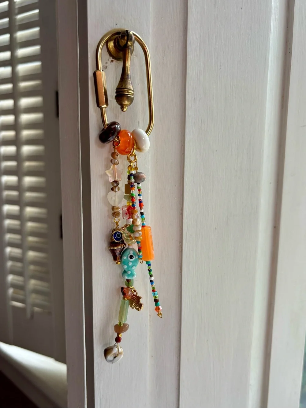 Nautical Bag Charm with Colorful Beads and Gold Hardware